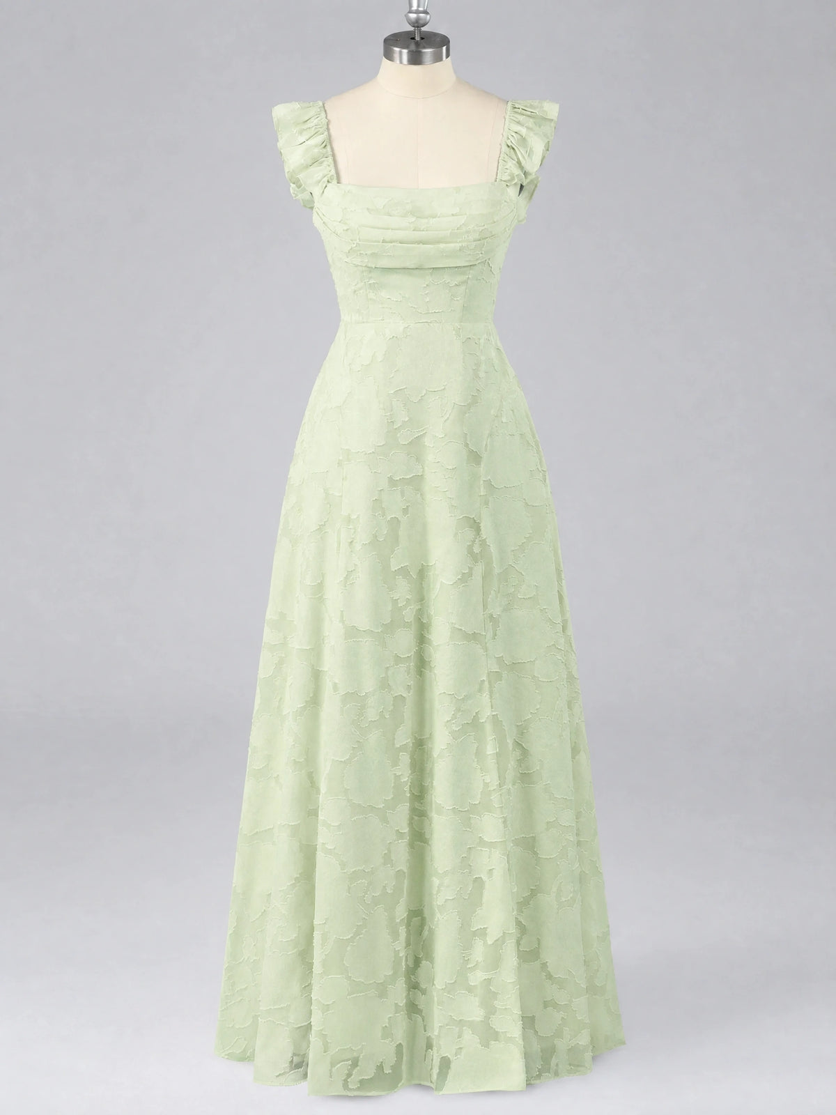 Jacquard Square Neck A-Line Maxi Dress