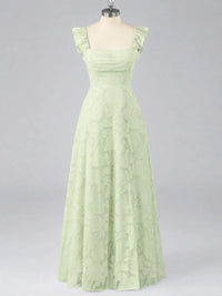 Jacquard Square Neck A-Line Maxi Dress
