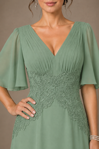 A-Line Chiffon Mother of the Bride Dress with Applique