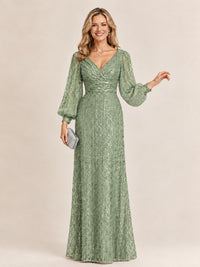 Sparkle Sequin Mother of The Bride Dresses with Long Sleeves