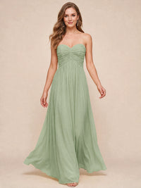 Strapless Pleated Chiffon A-Line Bridesmaid Dress