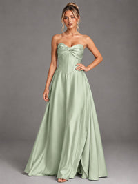 Sweetheart Neck Strapless Satin A-Line Prom Dress