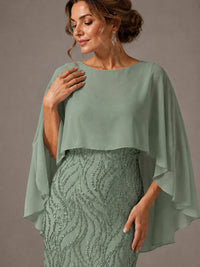 Light Blue Sequin 2 Pieces Mother of the Bride Dress