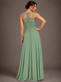 A-line 2 Pieces Chiffon Appliques Mother of The Bride Dresses with Jackets