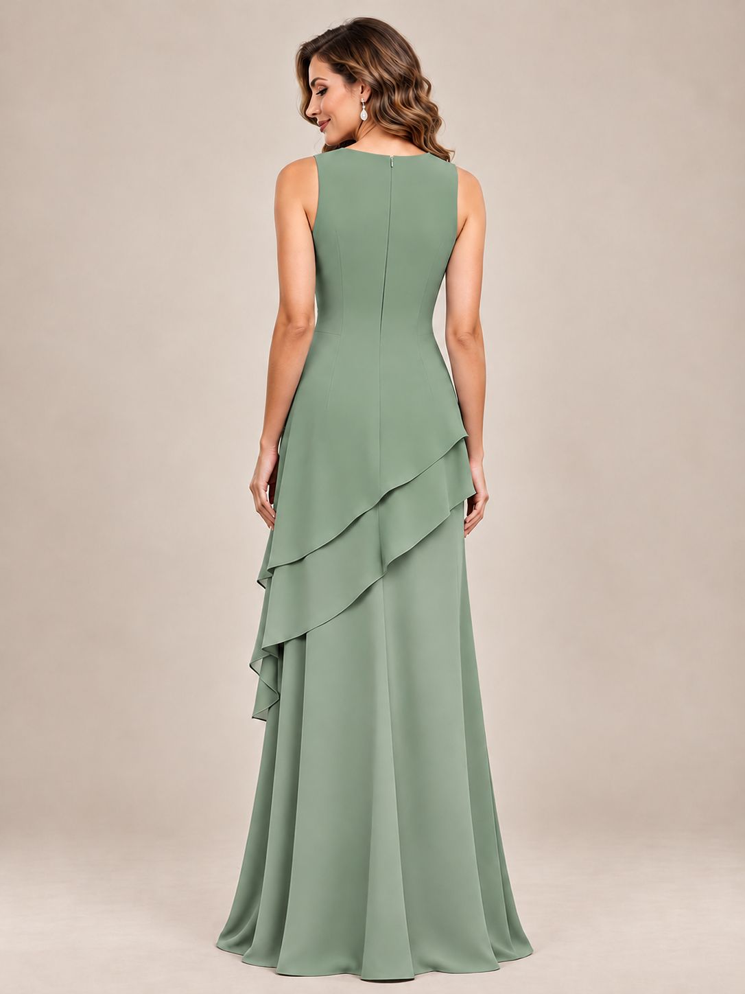 Dusty Blue Two-Piece Chiffon Mother of the Bride Dress with Jacket