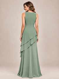 Dusty Blue Two-Piece Chiffon Mother of the Bride Dress with Jacket