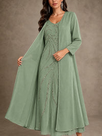 Sequin Chiffon Mother of the Bride Dress with Jacket