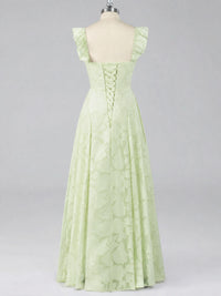 Jacquard Square Neck A-Line Maxi Dress