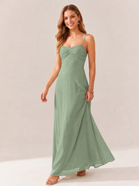 JOVELLEE Yellow Sweetheart Ruched Bust Chiffon Maxi Dress