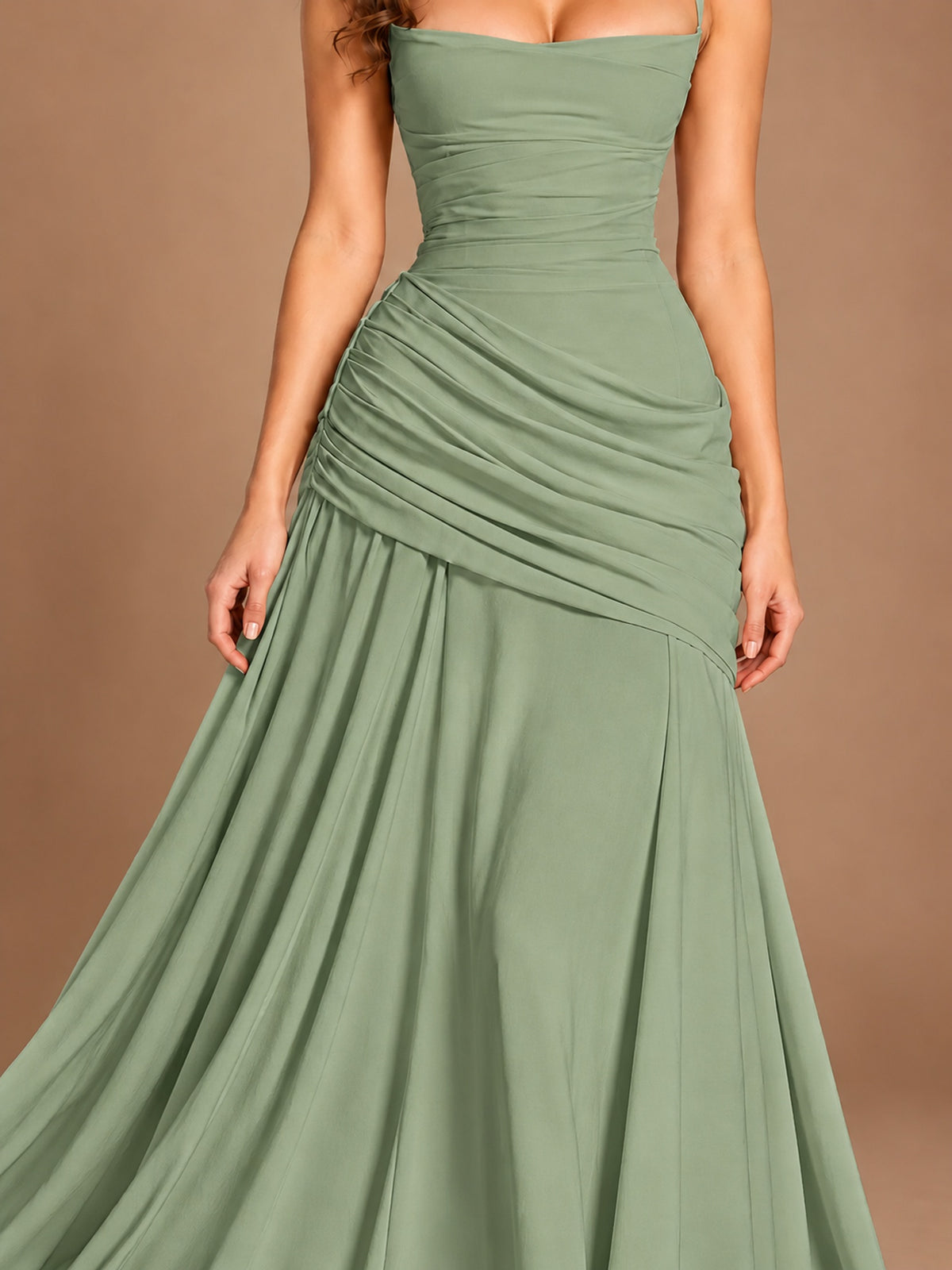 Butter Yellow Square Neck Ruched A-Line Prom Dress