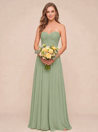 Strapless Pleated Chiffon A-Line Bridesmaid Dress