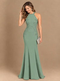 Halter Neckline Lace Appliques Mother of The Bride Dresses