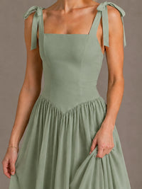Square Neck A-Line Maxi Dress