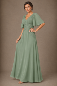 A-Line Chiffon Mother of the Bride Dress with Applique