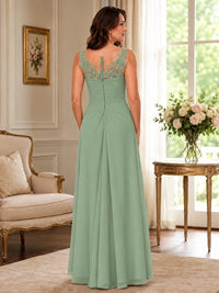 Elegant Chiffon Mother of the Bride Dress with Lace Applique and Cape Sleeves