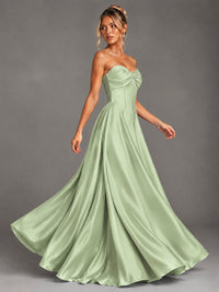 Sweetheart Neck Strapless Satin A-Line Prom Dress