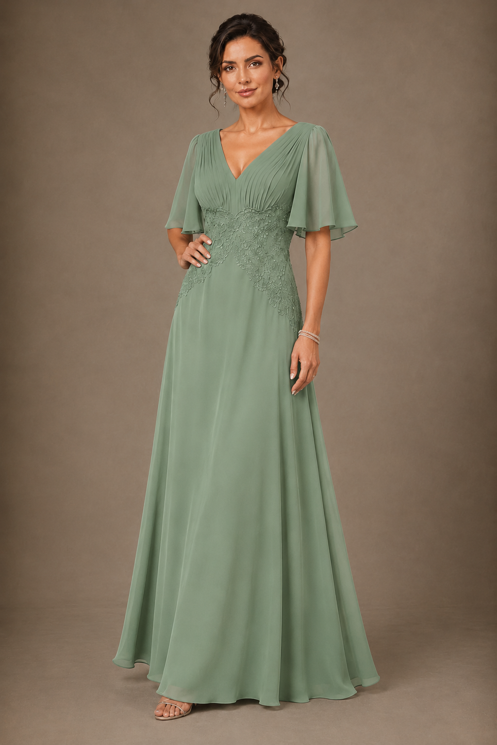 A-Line Chiffon Mother of the Bride Dress with Applique