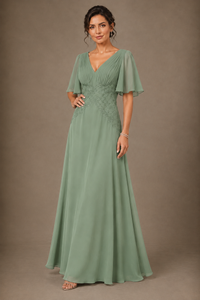 A-Line Chiffon Mother of the Bride Dress with Applique