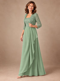 Blush Pink A-Line Mother of the Bride Dress with Lace Jacket and Ruffles