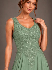 A-line 2 Pieces Chiffon Appliques Mother of The Bride Dresses with Jackets