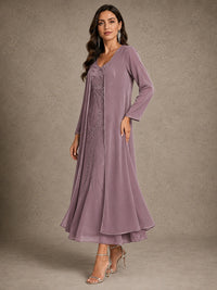 Sequin Chiffon Mother of the Bride Dress with Jacket