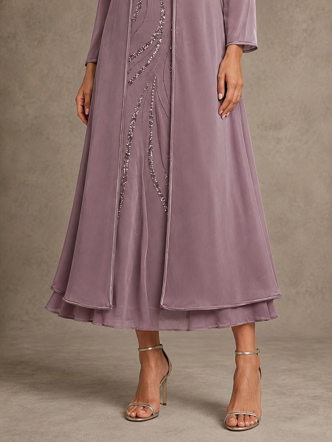 Sequin Chiffon Mother of the Bride Dress with Jacket