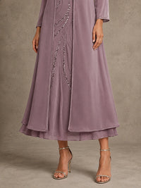 Sequin Chiffon Mother of the Bride Dress with Jacket