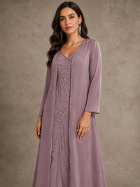 Sequin Chiffon Mother of the Bride Dress with Jacket
