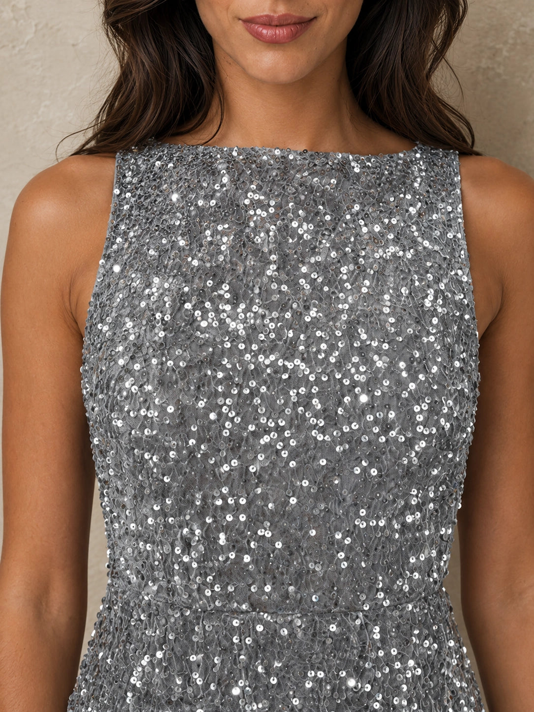 Silver Sequin High Neck Bodycon Short Homecoming Dress