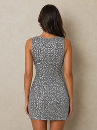 Silver Sequin High Neck Bodycon Short Homecoming Dress