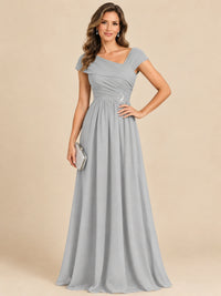 Cap Sleeve Mother of The Bride Dresses Long Chiffon Formal Gowns