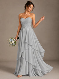 Strapless Ruffle A-Line Maxi Dress