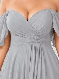 Off Shoulder Chiffon Bridesmaid Dress with Slit