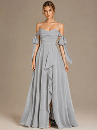 A-Line Ruffles Chiffon Bridesmaid Dress with Slit