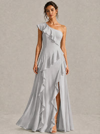 Sage Green One Shoulder Ruffle Bridesmaid Dress