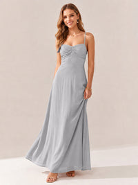 JOVELLEE Yellow Sweetheart Ruched Bust Chiffon Maxi Dress