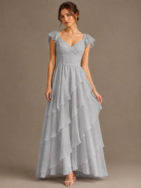 Ruffle Tiered V Neck Maxi Dress