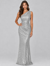 Sequin Mermaid One Shoulder Prom Dress Long formal Gown