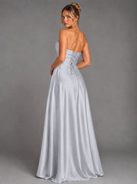 Sweetheart Neck Strapless Satin A-Line Prom Dress