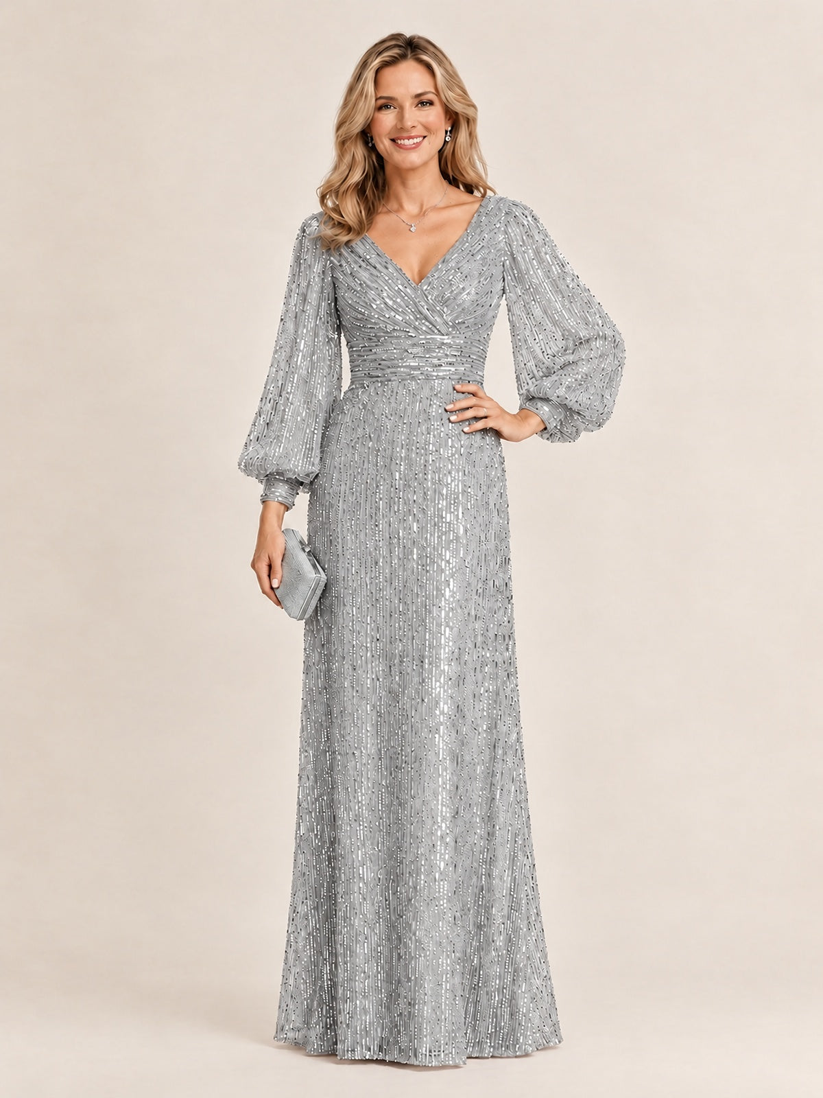 Sparkle Sequin Mother of The Bride Dresses with Long Sleeves