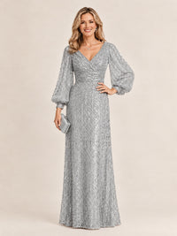 Sparkle Sequin Mother of The Bride Dresses with Long Sleeves