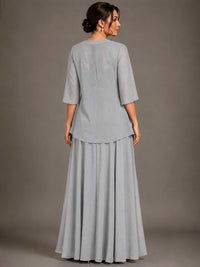 A-line 2 Pieces Chiffon Appliques Mother of The Bride Dresses with Jackets