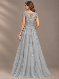 Lace Appliques A-line Mother of The Bride Dresses with Short Sleeves