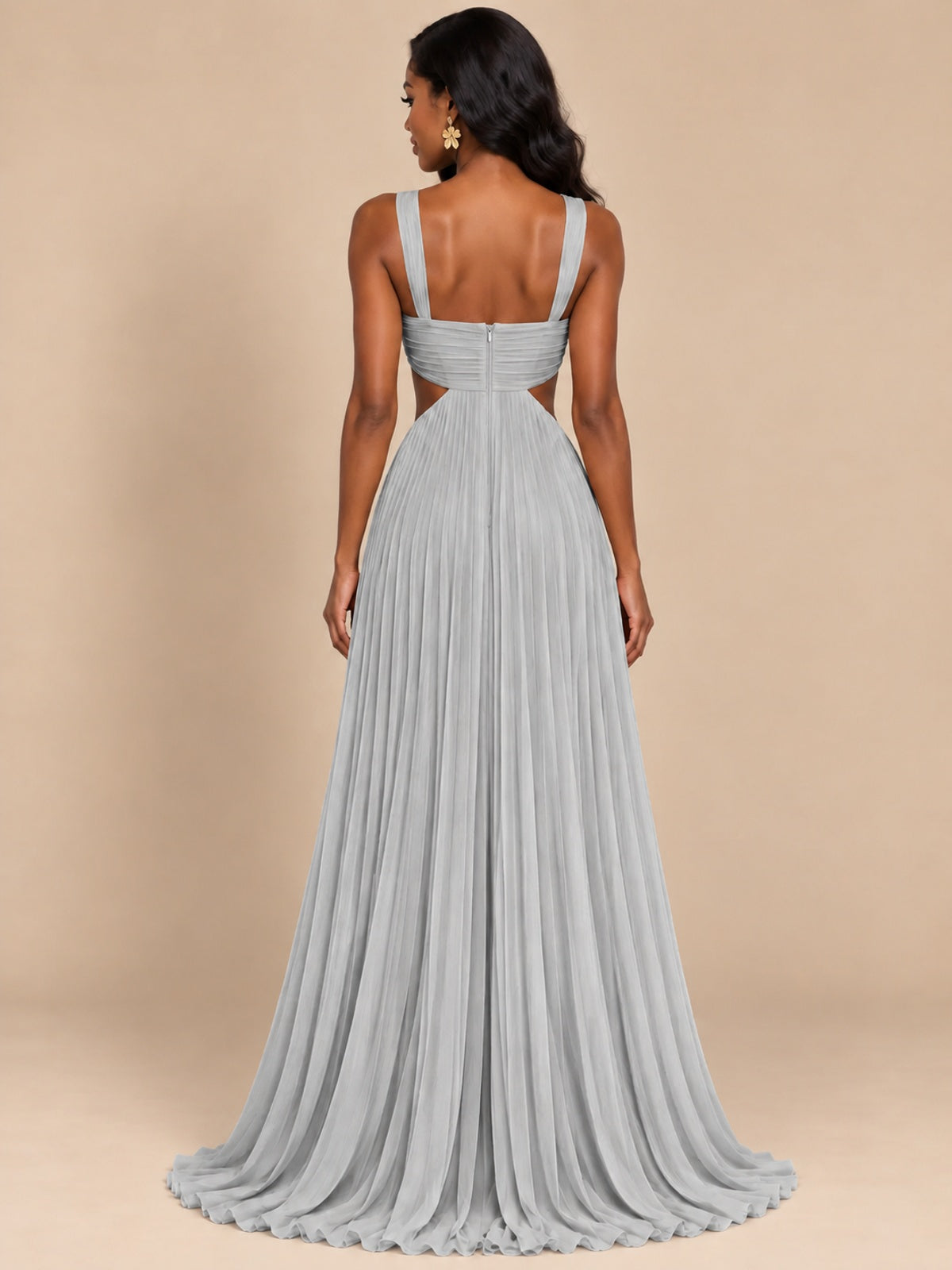 Butter Yellow Pleated Cutout Maxi Dress