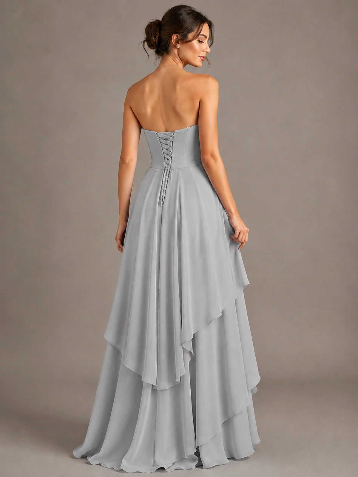 Strapless Ruffle A-Line Maxi Dress