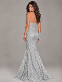 Strapless Corset Mermaid Prom Dress Lace Appliqué Formal Gown