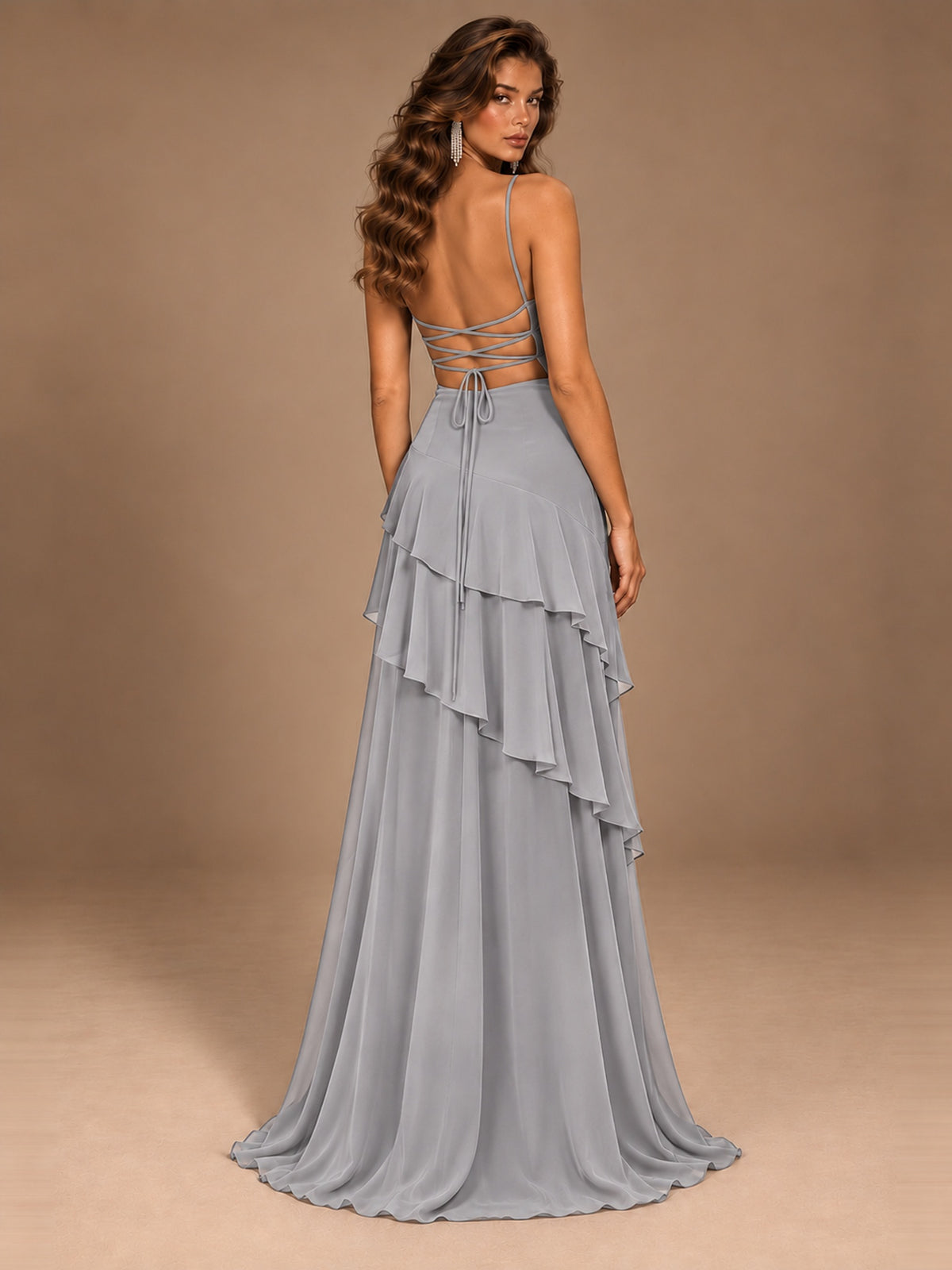 Sweetheart A-Line Ruffle Prom Dress with Spaghetti Straps