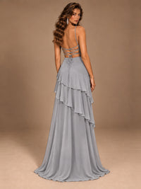 Sweetheart A-Line Ruffle Prom Dress with Spaghetti Straps