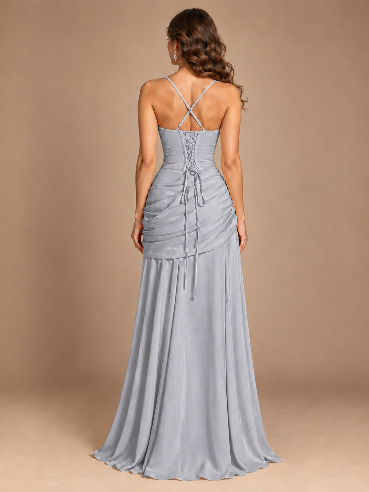 Butter Yellow Square Neck Ruched A-Line Prom Dress