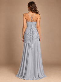 Butter Yellow Square Neck Ruched A-Line Prom Dress